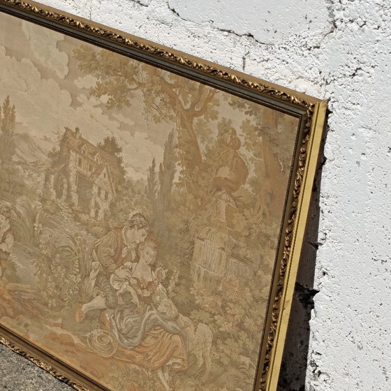 Image 1 of Large French Tapestry (Gobelin) -1950s-Traditional Spring Scene - Rococo Style