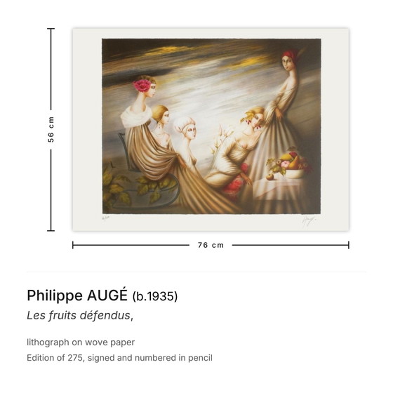 Image 1 of Philippe AUGÉ, I frutti proibiti, litografia firmata