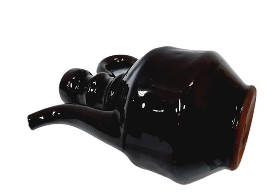 Image 1 of Vintage dark brown glazed ceramic jug