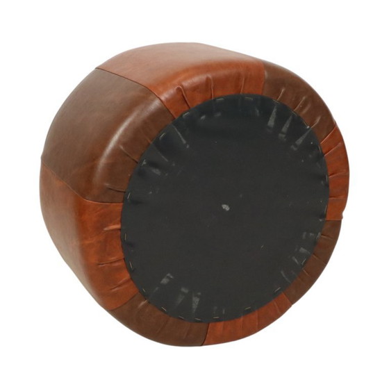 Image 1 of Vintage Poef Tweekleurig Skai Kunstleder