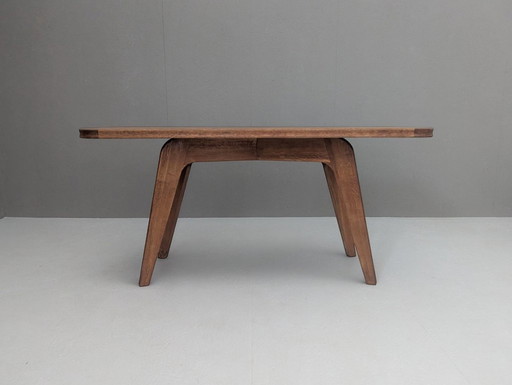 French Modernist Sculptural Oak Table, 1930s