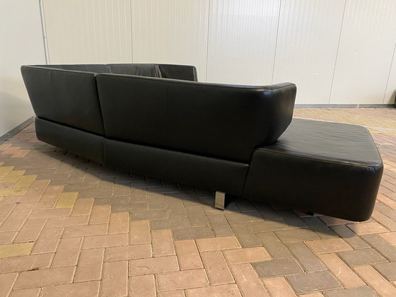 Image 1 of Canapé d'angle en cuir noir Natuzzi Opus – Confort luxueux – Design moderne et élégant – Livraison gratuite