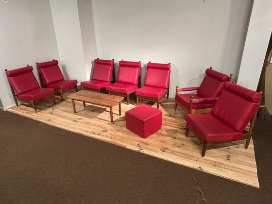 Image 1 of Set da salotto modulare in pelle della metà degli anni Sessanta (9 pezzi)