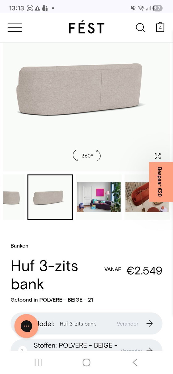 Image 1 of Divano Huf Fest a 3 posti NUOVO nella confezione