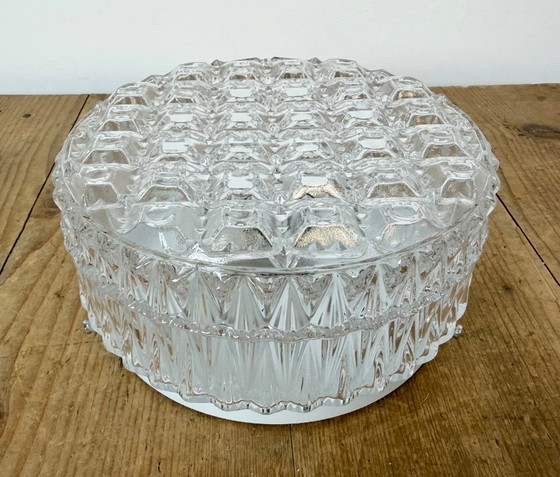 Vintage glazen wand- of plafondlamp uit de jaren 70. – Wandlampen, Glass, Metal (photo 4 of 15)