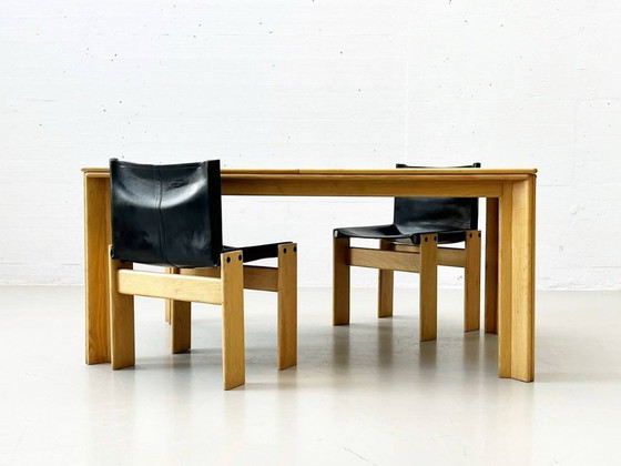 Image 1 of Set: 6 chairs model Monk and table by Afra and Tobia Scarpa for Molteni, 1973