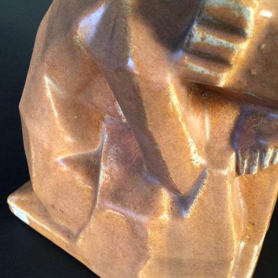 Sculpture Cubiste Art Déco Femme par Angelo Hecq & Roger Guerin, 1925 – Ceramic, Art Deco (photo 6 of 11)