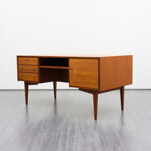Scrivania in teak anni '60, design scandinavo, restaurata