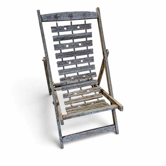 2 x chaises longues coloniales en bois massif pliables et lourdes / chaises longues / années 1960 – Transat (photo 9 of 9)