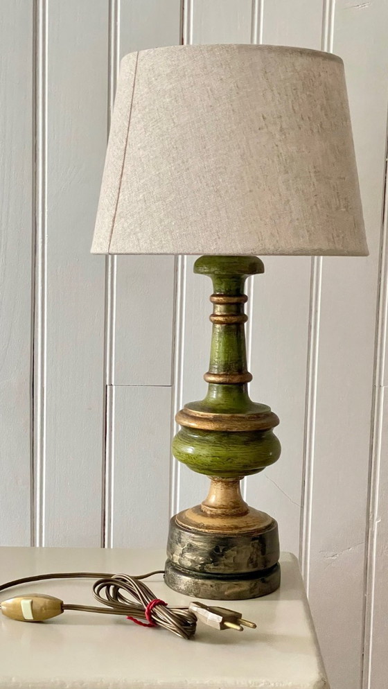 Image 1 of Vintage lamp van gedraaid hout