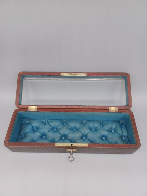 Image 1 of Boîte à Bijoux Ancienne de la Fin du XIXe, Napoléon III, en Cuir