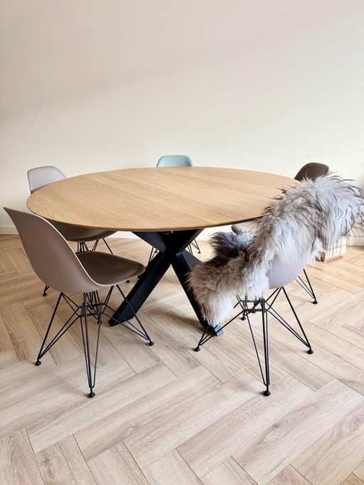 Studio Henk Table de salle à manger ronde rajeunie 150 cm