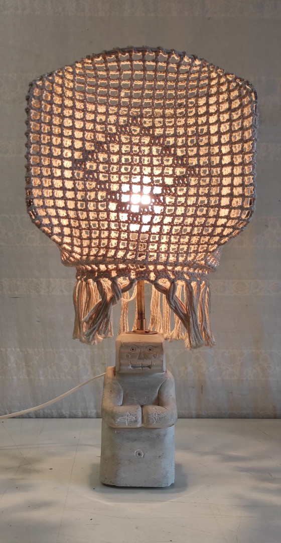 Image 1 of Table lamp with a limestone statuette - mid-20th century