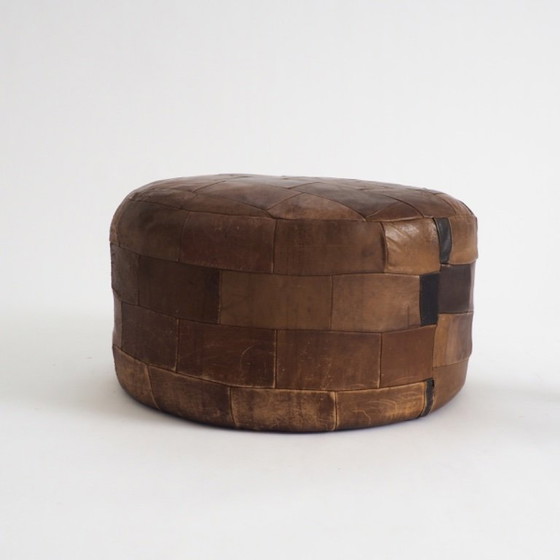 Image 1 of Vintage Leather Patchwork Pouf