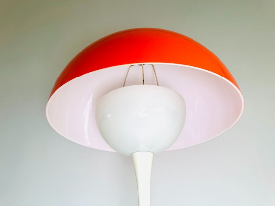 Image 1 of Lampada da tavolo a forma di fungo, di metà secolo, rossa e bianca, Europa, anni '70