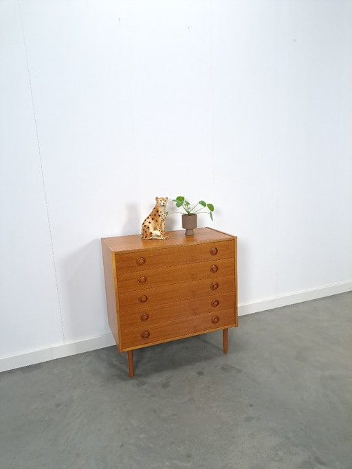 Commode danoise en teck à 5 tiroirs