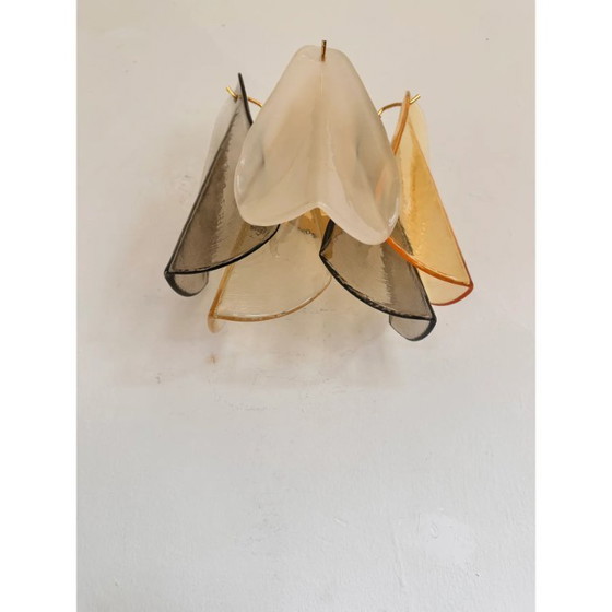 Image 1 of Contemporary Modern Multicolor Amber "Rondini" Murano Wall Sconces- Set of Two
