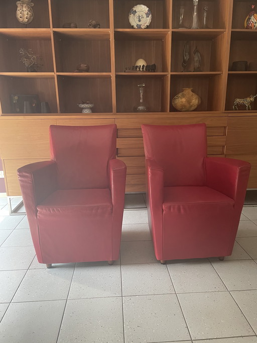 2 Montis stoelen (modèle Poker) Rood Leder
