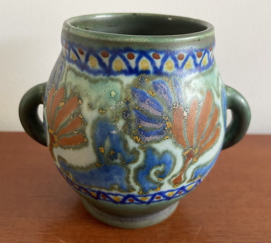 Image 1 of Pottery Factory South Holland - Pottery vase decorated with Crocus