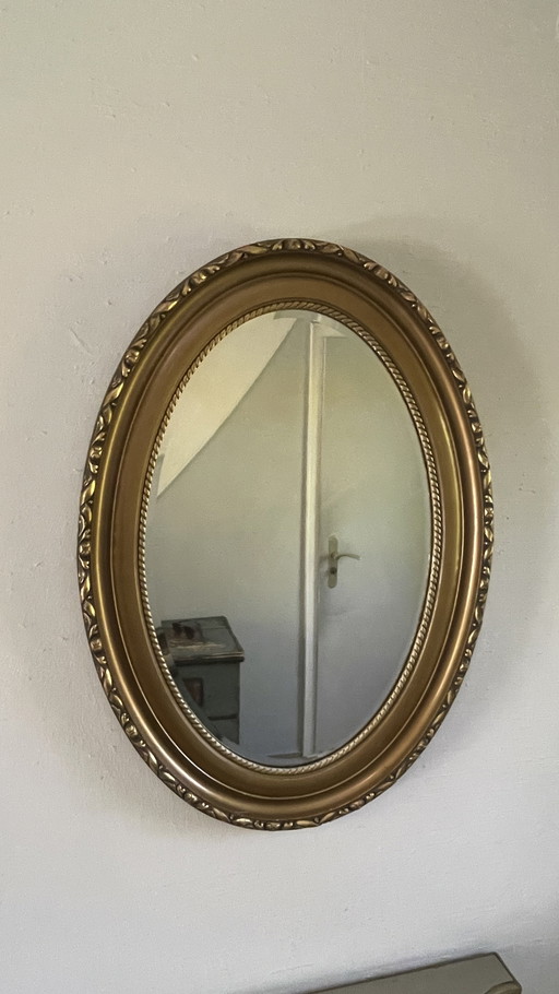Vintage-Gold-Ovalspiegel im Hollywood-Regency-Stil
