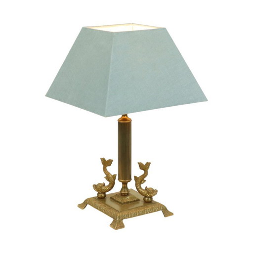 Brass Table Lamp Mythical Dolphins