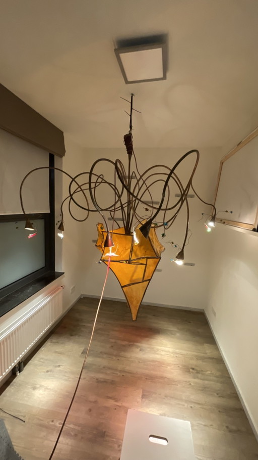 Gran lámpara colgante escultural de arte para recoger