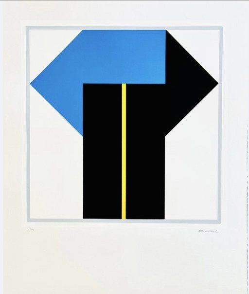 Léon Wuidar ( 1938 ) rare constructivist silkscreen from 1986