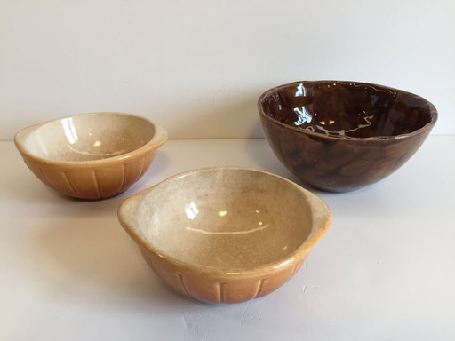 Antique Bowls with Ears DUROFEU / SDEL France