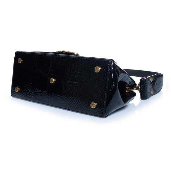 Image 1 of Sac Vivienne Westwood noir noisette à motif crocodile