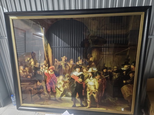 The Night Watch framed on tempered glass