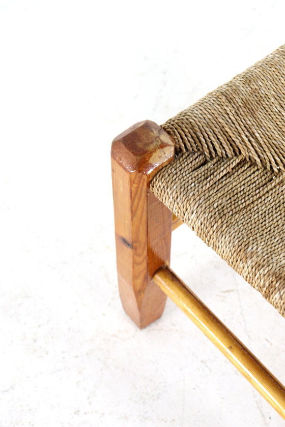 Image 1 of Tabouret/table d'appoint vintage en rotin