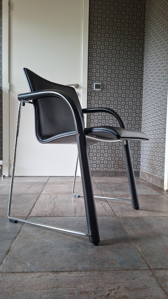 2x Thonet S320 Lederen Stoel – Sillones, Leather, Wood (photo 6 of 12)