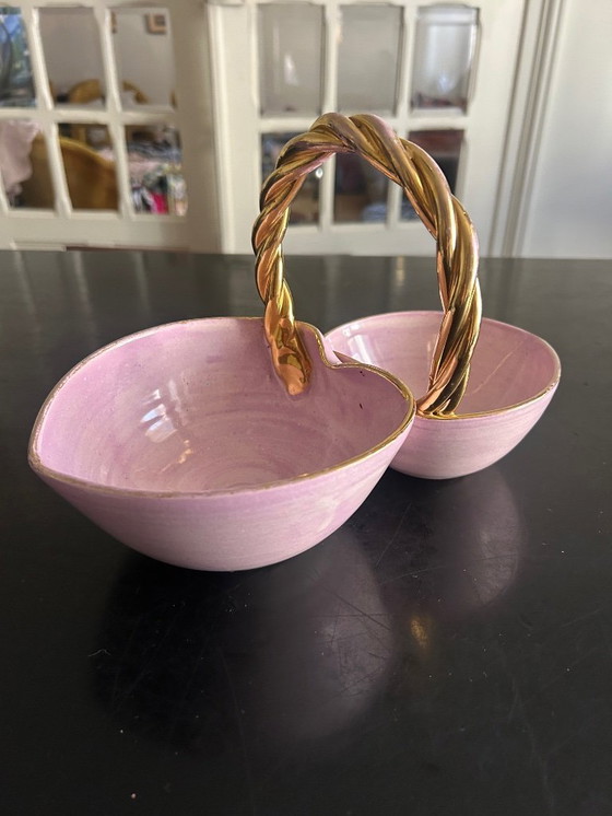 Image 1 of Bandeja para baratijas en forma de corazón de loza de Louviers