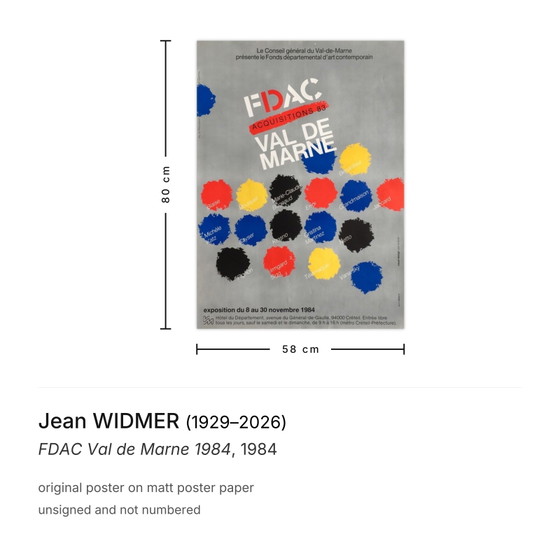 Jean Widmer Affiche FDAC Val de Marne 1984 – Paper (photo 3 of 5)