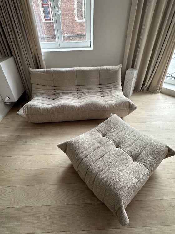 Ligne Roset Togo 3 Posti + Pouf Beige Bouclé – Divani, Textile (photo 4 of 7)