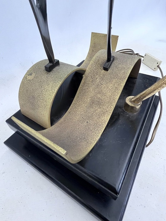 Image 1 of Lampe italienne plaquée or Lanciotto Galeotti, style Midcentury, par L'Originale, années 1970