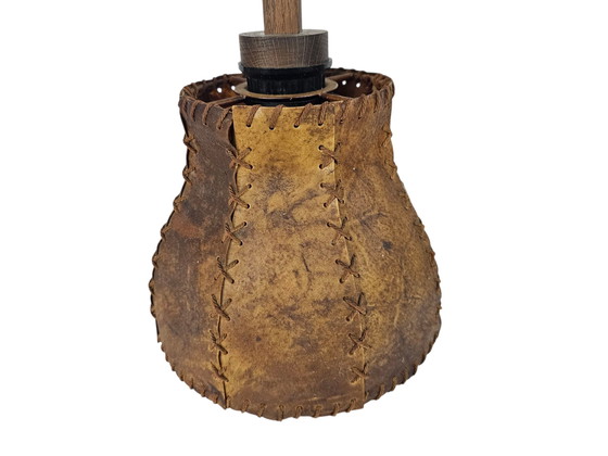 Image 1 of Scissor lamp | Harmony lamp | wall lamp | vintage | oak | pig bladder | 70's |.