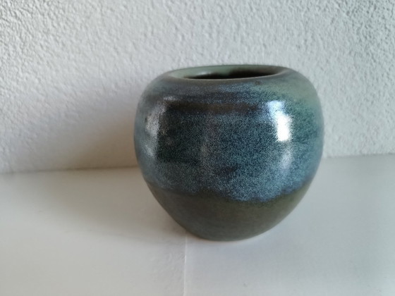 Vaso di design vintage Gubbels Helden (blu-verde, ceramica), Vasi (foto 3 di 5)