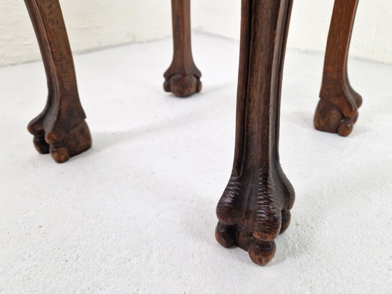 Image 1 of Antique Clawfoot Side Table in Oak