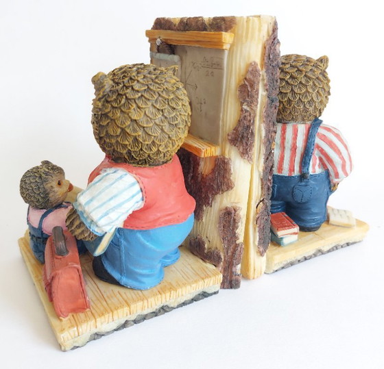 Image 1 of Serre-livres hibou vintage en résine peinte à la main