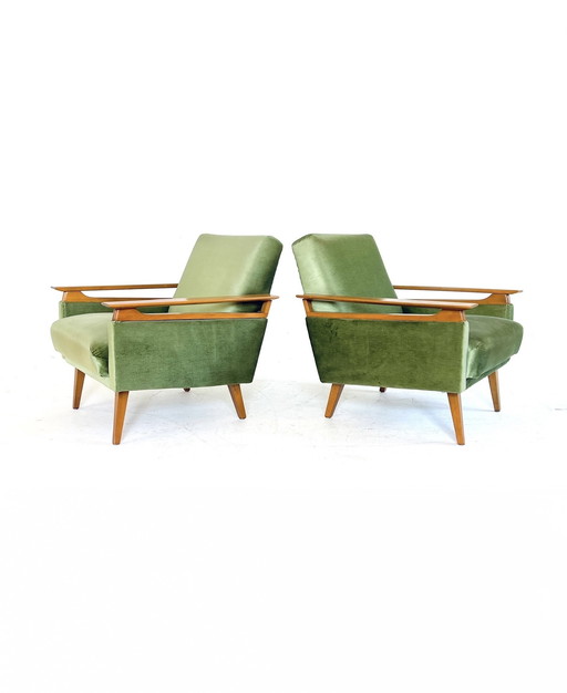 2x Vintage Velours Fauteuil ‘60