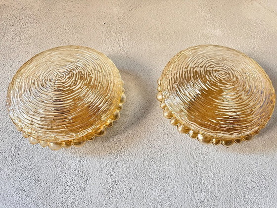 Image 1 of Vintage paar amber muurlampen