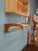 Appendiabiti da parete vintage in teak e ottone
