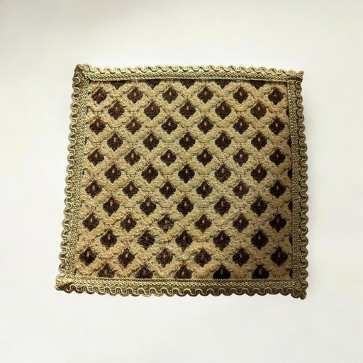 Vintage placemat with diamond pattern & gold border – 70s/80s, 28x28 cm