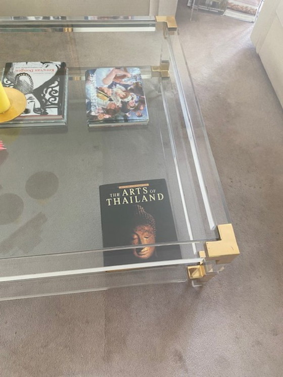 Image 1 of Perspex with brass large coffee table
