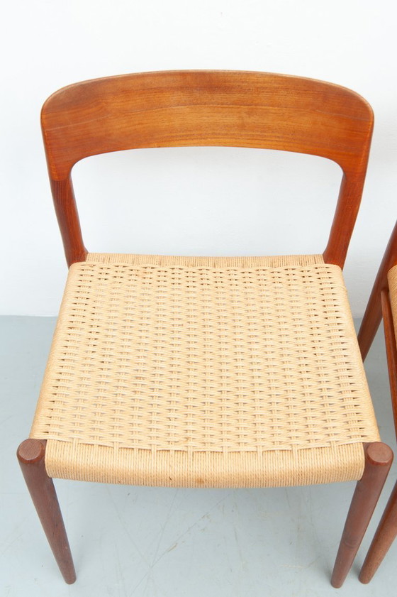 Image 1 of 4x dining chairs model 75 made of teak by Niels Otto Møller for J. L. Møller Møbelfabrik (1950s)