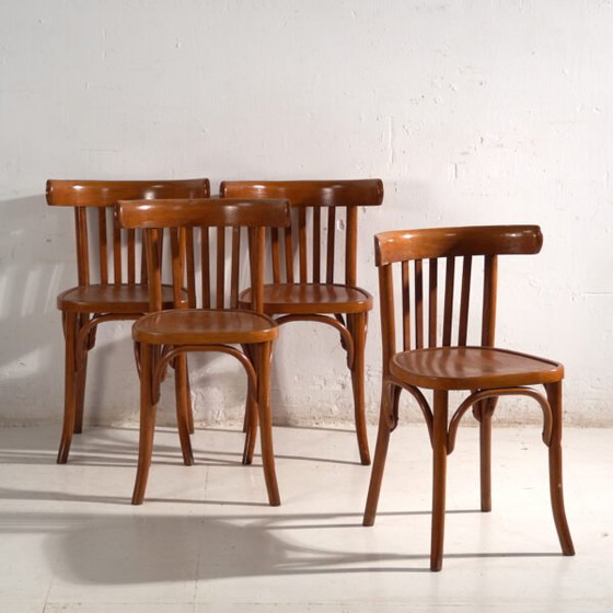 Set of 4 Antique chairs in Thonet style bentwood – Central Europe, circa 1930 #2 – Dining chairs (photo 5 of 40)