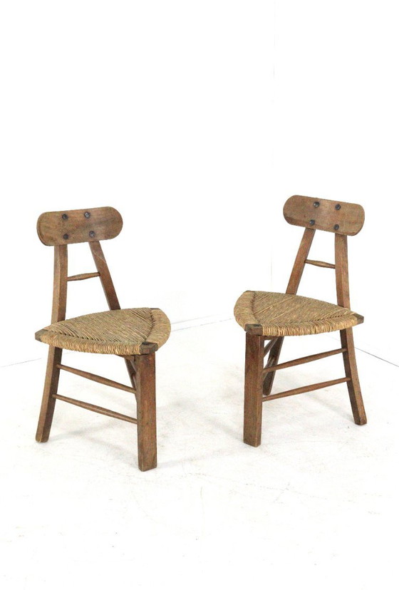 Image 1 of Set of 2 brutalist tripod vintage chairs