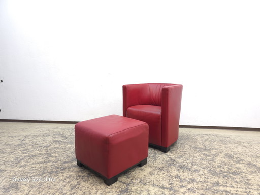 Poltrona De Sede con sgabello, poltrona di design, poltrona in pelle