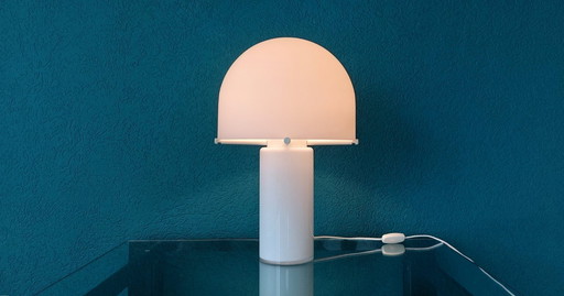 Lámpara de mesa de cristal en forma de hongo de Glashutte Limburg, años 80.